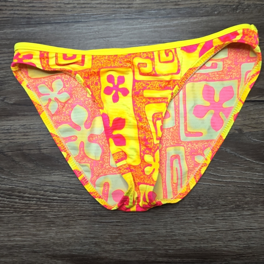 No Boundaries Yellow and Pink Floral Pattern Bikini - Picture 2 of 10